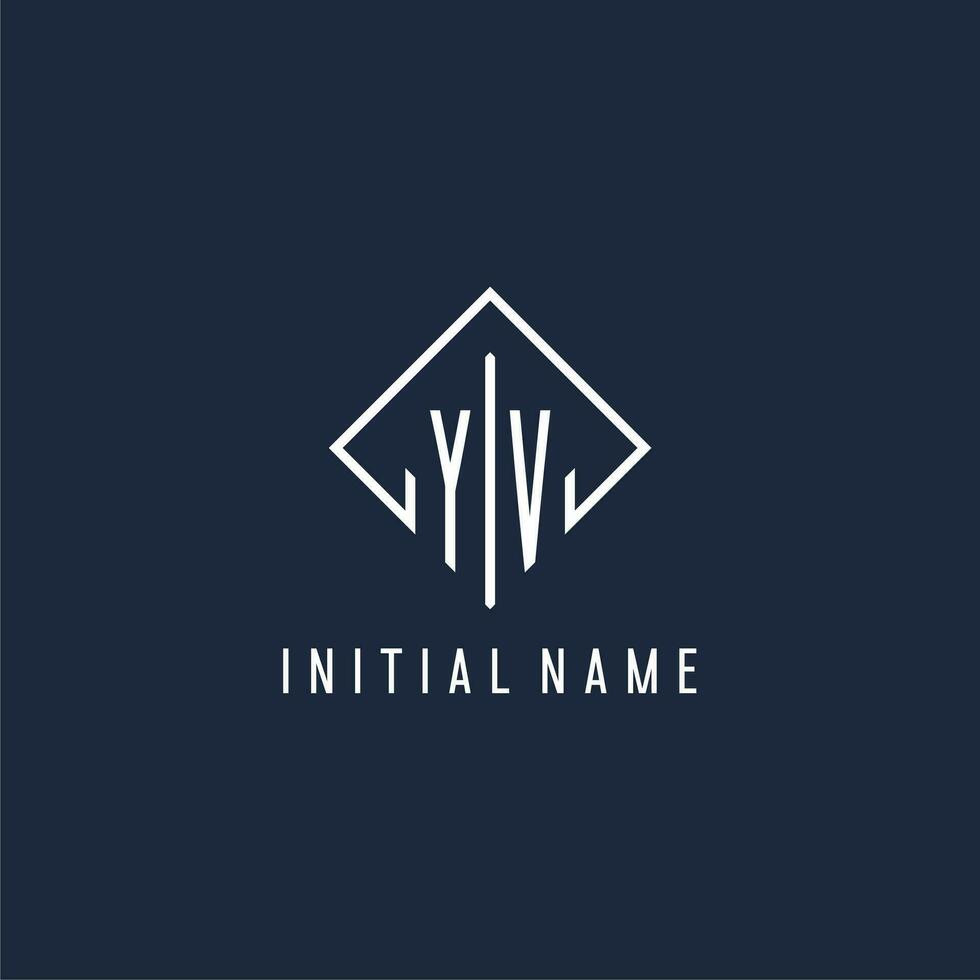 YV initial logo with luxury rectangle style design vector
