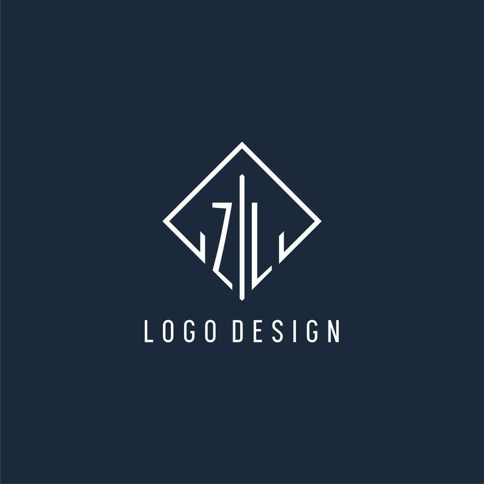 zl inicial logo con lujo rectángulo estilo diseño vector