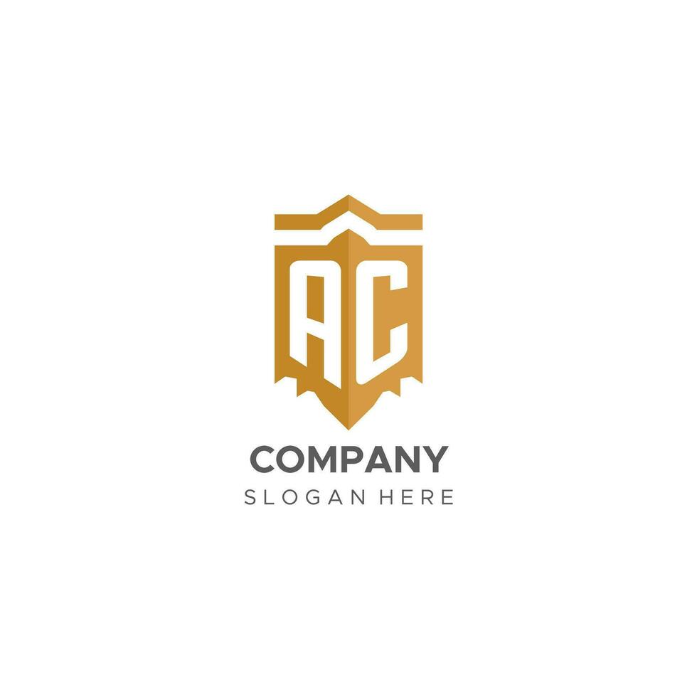 Monogram AC logo with shield geometric shape, elegant luxury initial logo design vector