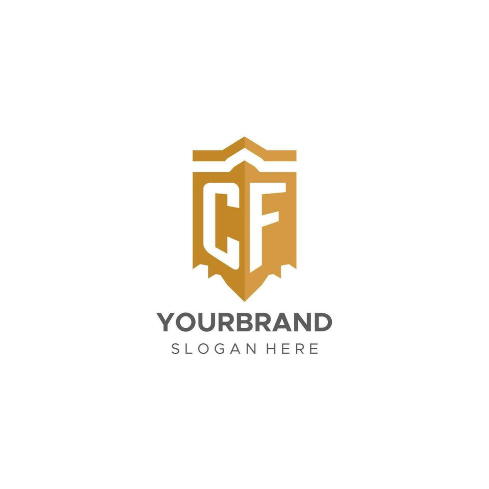 Monogram CF logo with shield geometric shape, elegant luxury initial logo design vector