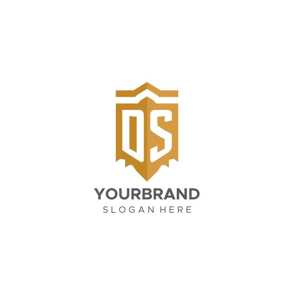 Monogram DS logo with shield geometric shape, elegant luxury initial logo design vector