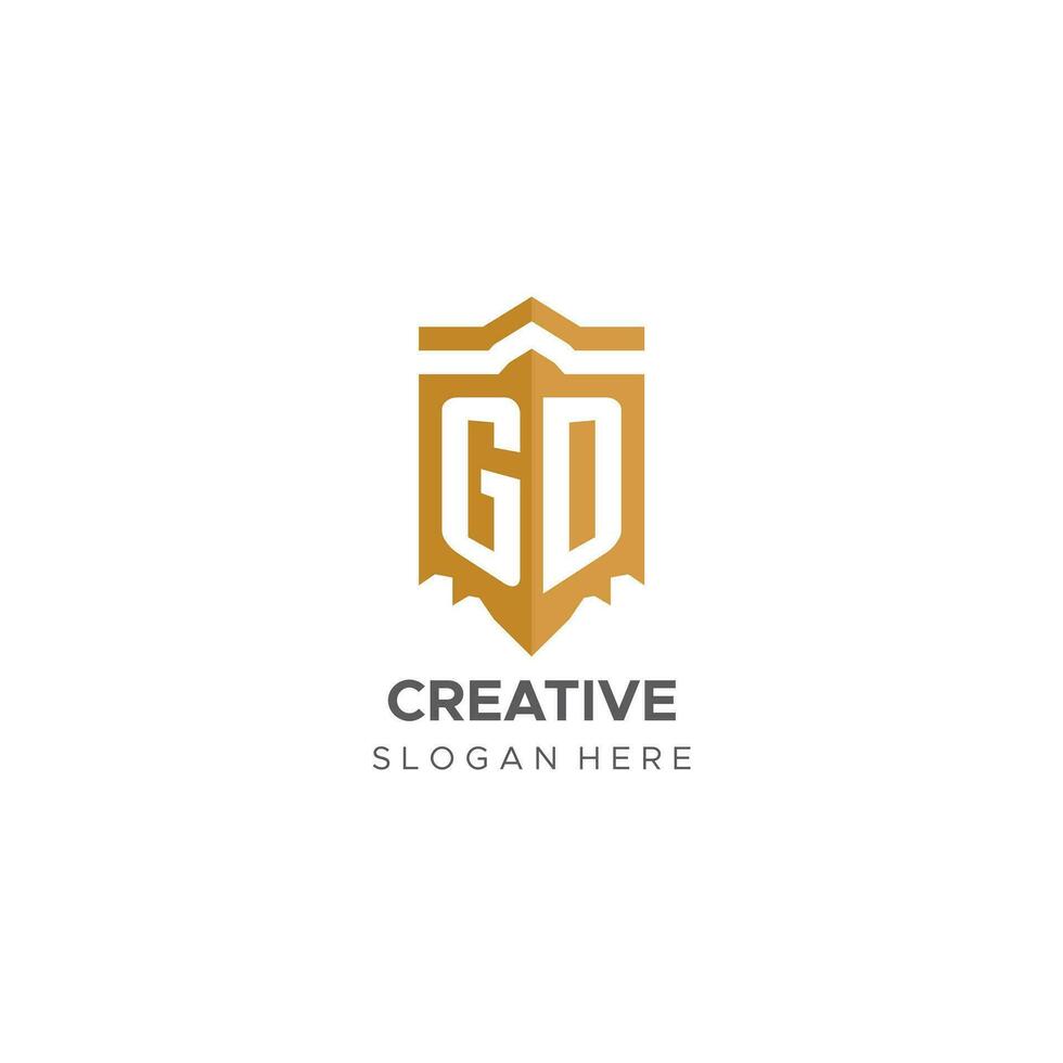 Monogram GD logo with shield geometric shape, elegant luxury initial logo design vector