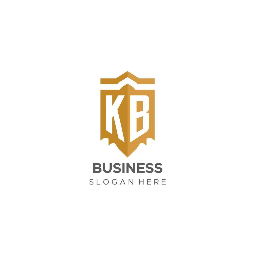 Monogram KB logo with shield geometric shape, elegant luxury initial logo design vector