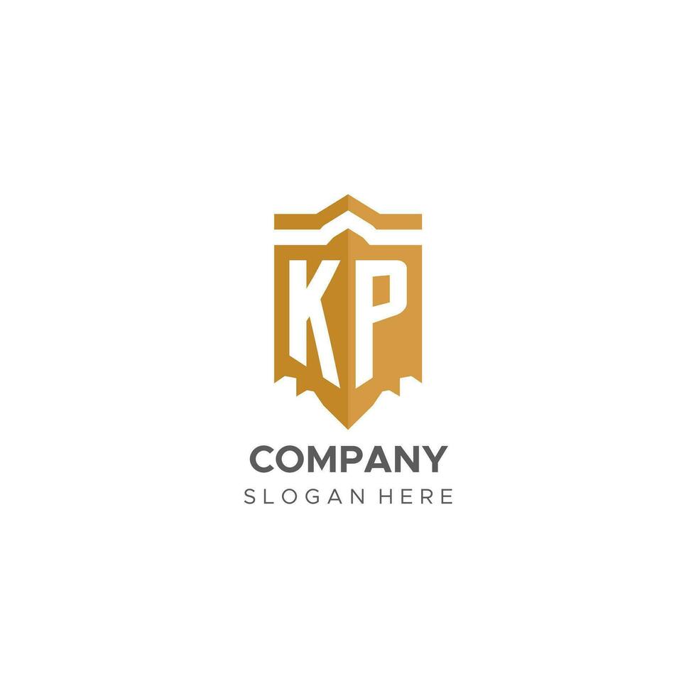 monograma kp logo con proteger geométrico forma, elegante lujo inicial logo diseño vector