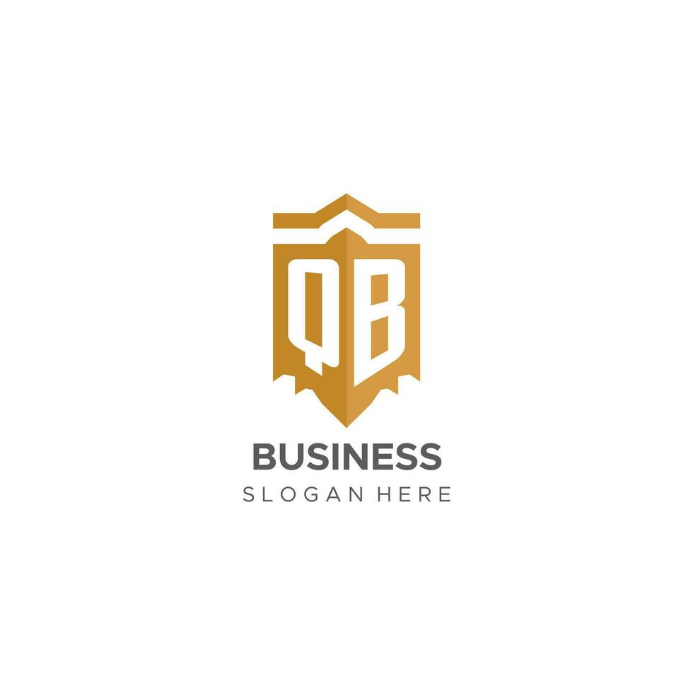 Monogram QB logo with shield geometric shape, elegant luxury initial logo design vector