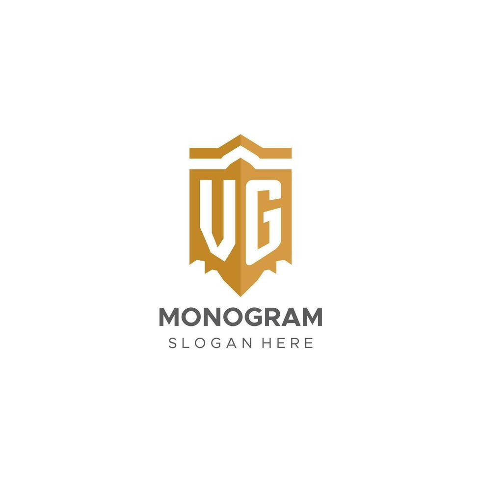 Monogram VG logo with shield geometric shape, elegant luxury initial logo design vector