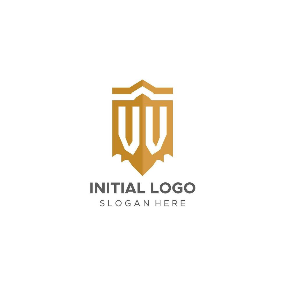 Monogram VV logo with shield geometric shape, elegant luxury initial logo design vector