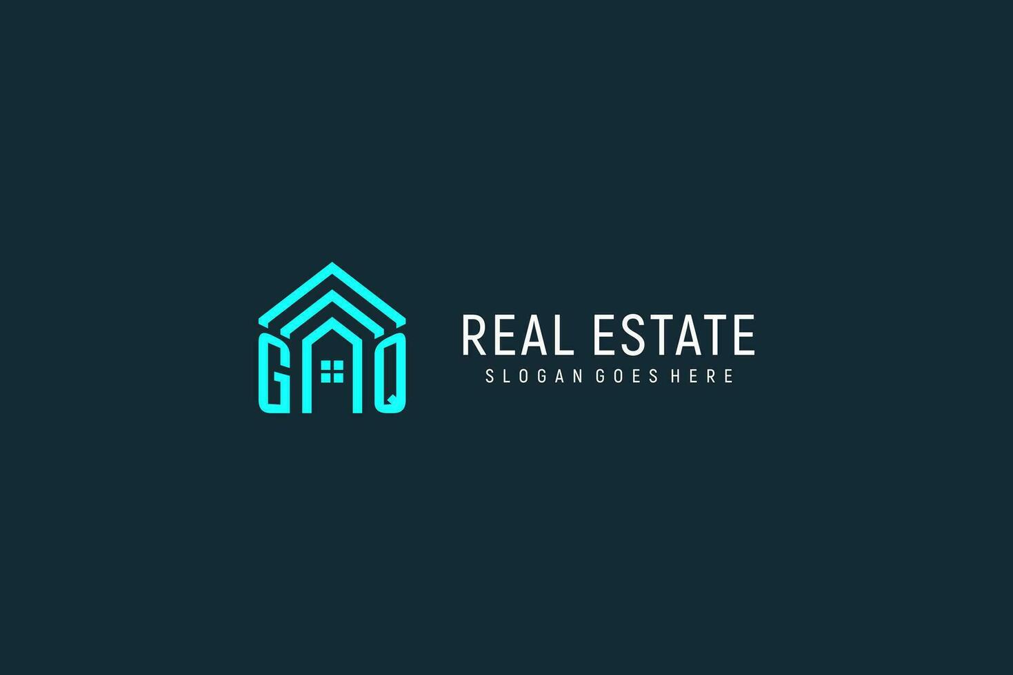 Initial letter GQ roof logo real estate with creative and modern logo style vector