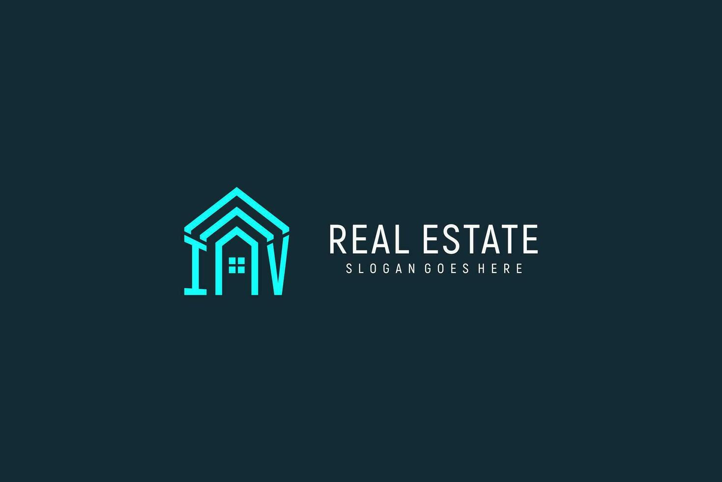 Initial letter IV roof logo real estate with creative and modern logo style vector