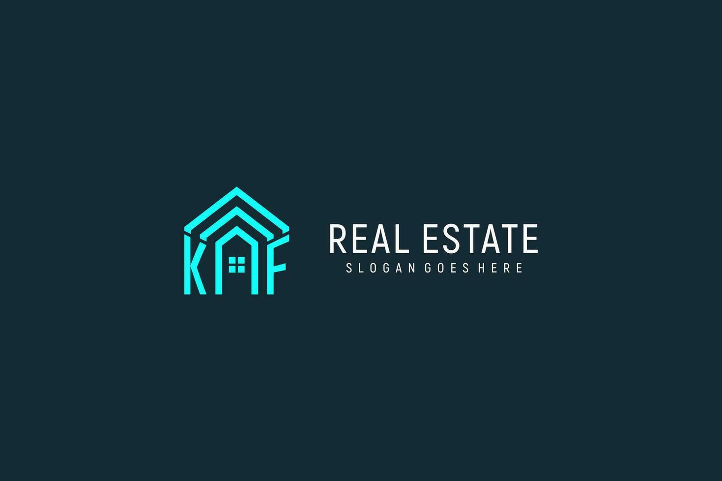 Initial letter KF roof logo real estate with creative and modern logo style vector