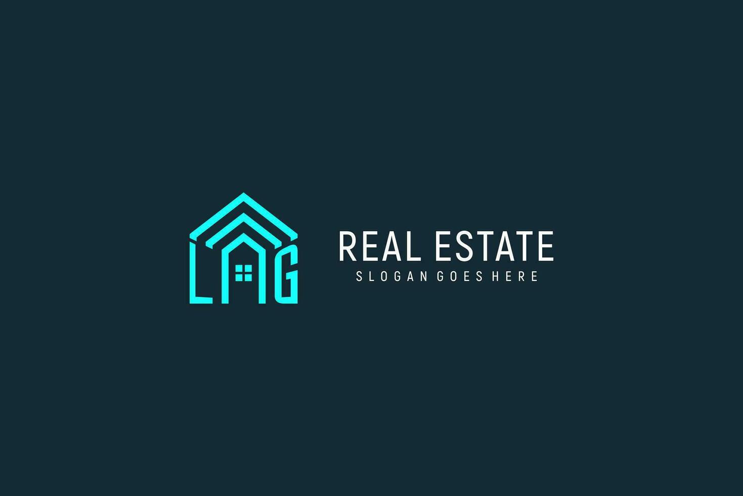 Initial letter LG roof logo real estate with creative and modern logo style vector