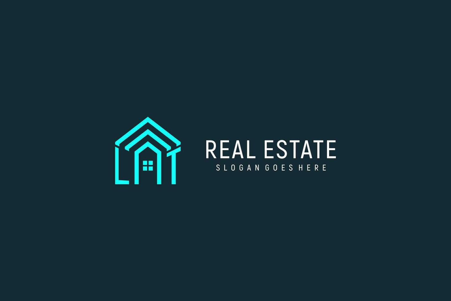 Initial letter LT roof logo real estate with creative and modern logo style vector
