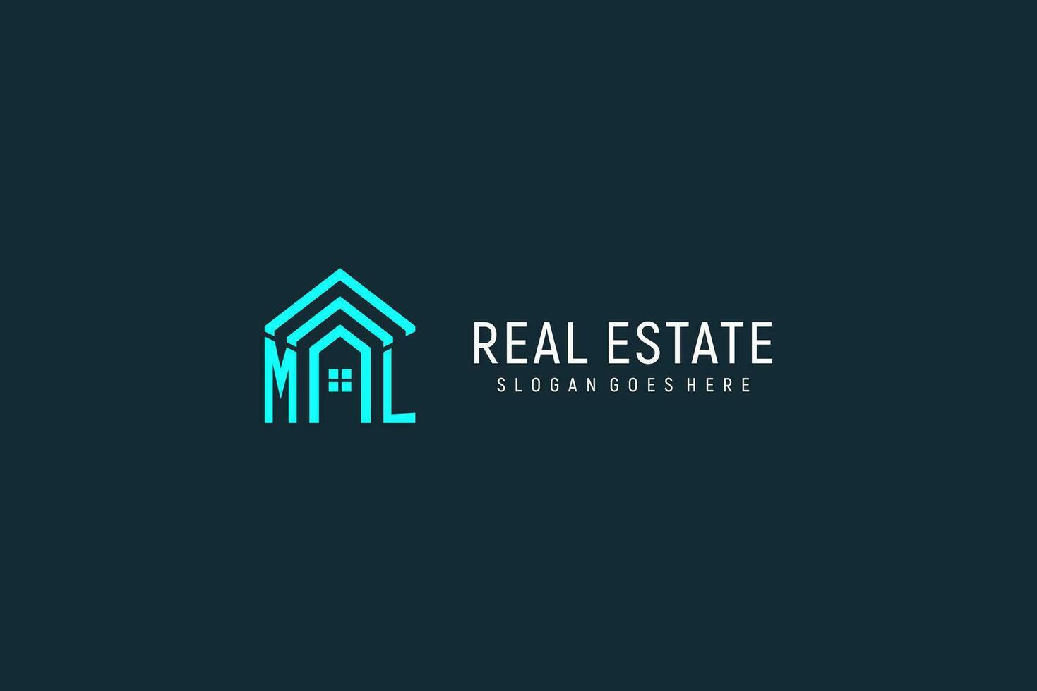 Initial letter ML roof logo real estate with creative and modern logo style vector