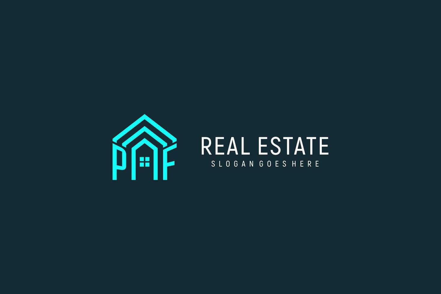 Initial letter PF roof logo real estate with creative and modern logo style vector