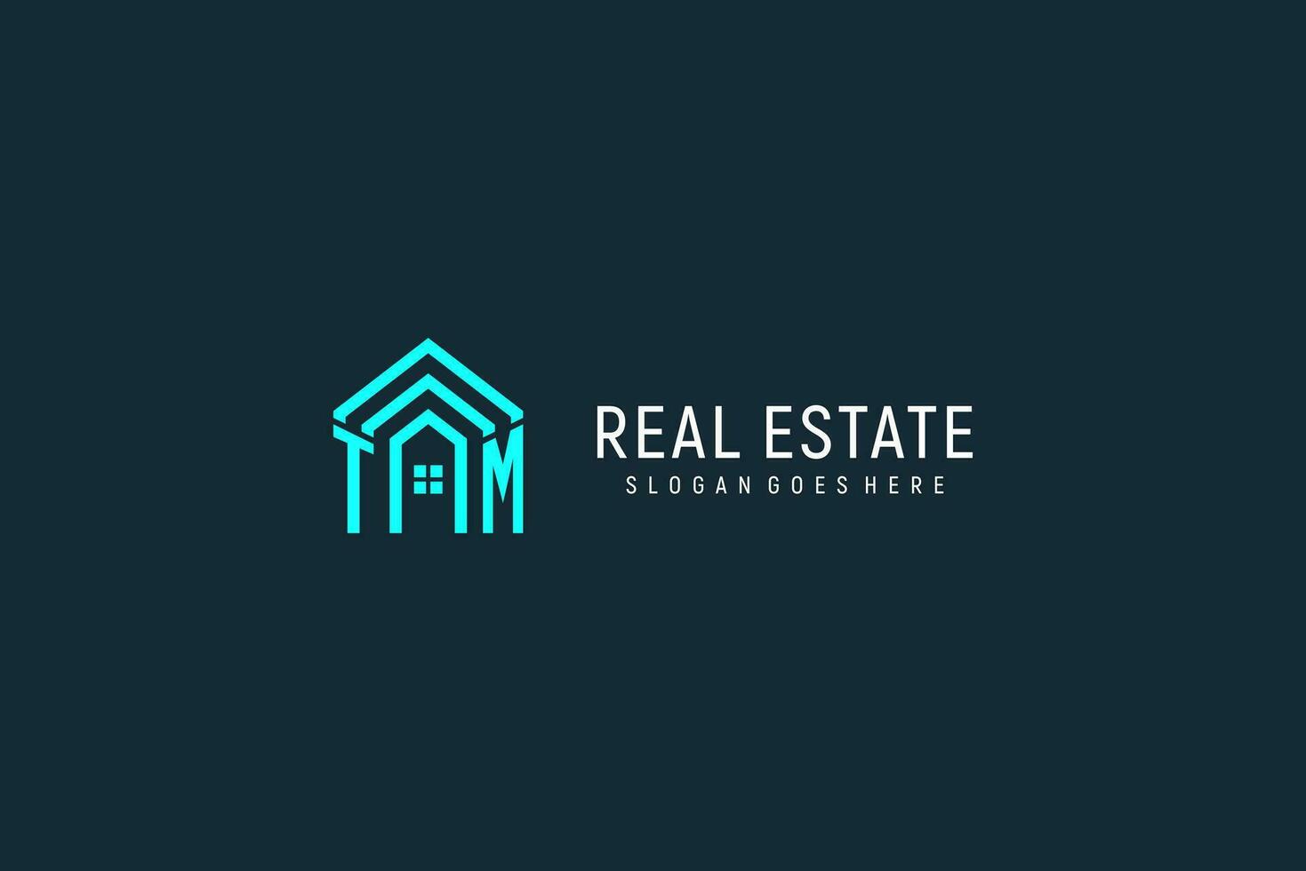 Initial letter TM roof logo real estate with creative and modern logo style vector
