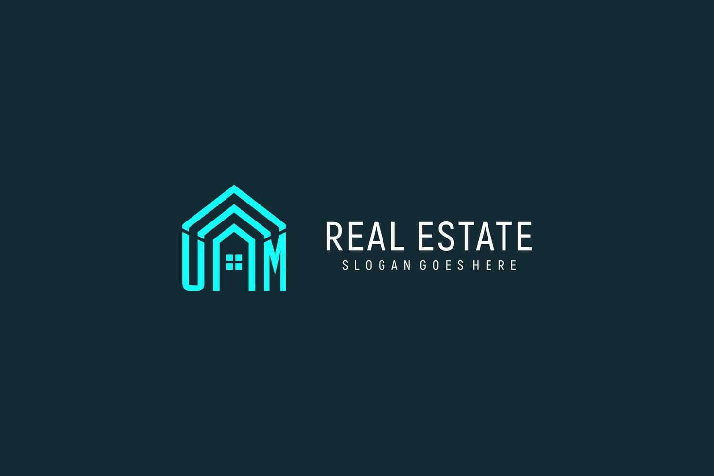Initial letter UM roof logo real estate with creative and modern logo style vector