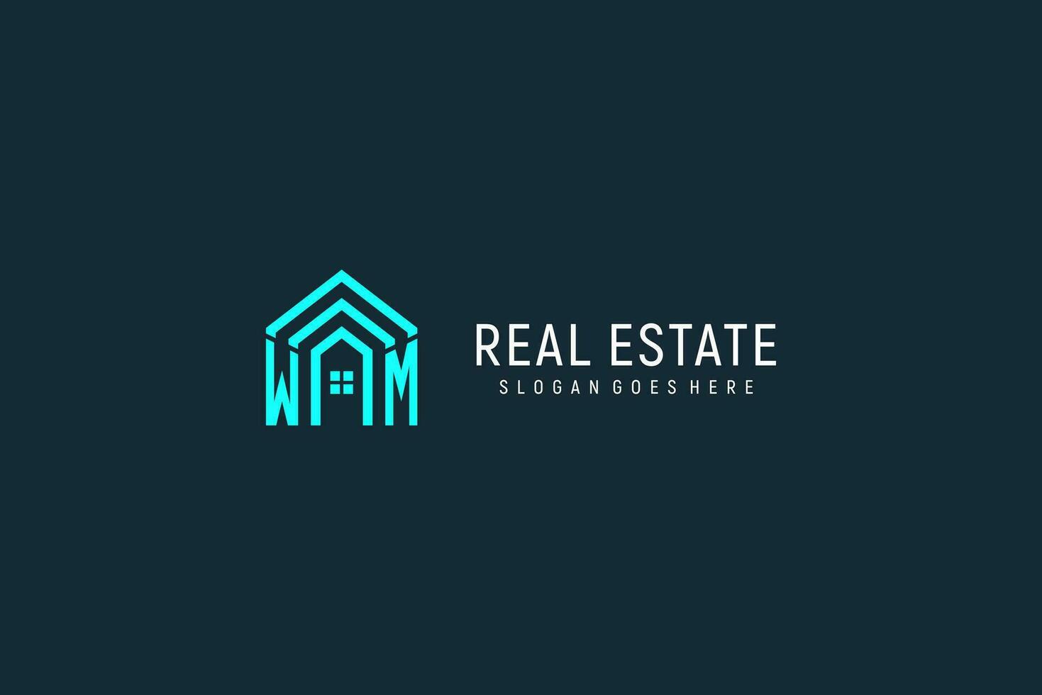 Initial letter WM roof logo real estate with creative and modern logo style vector