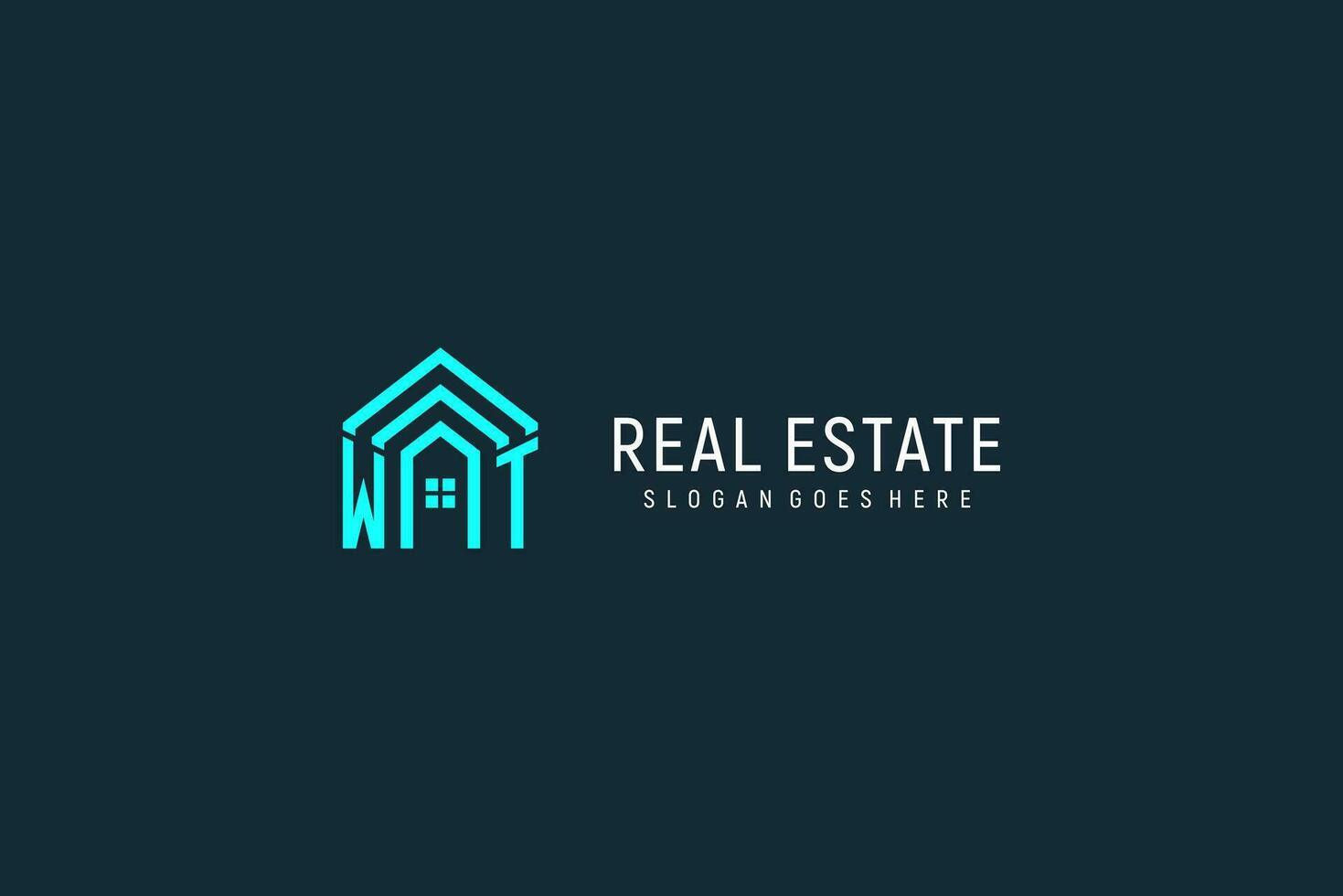 Initial letter WT roof logo real estate with creative and modern logo style vector