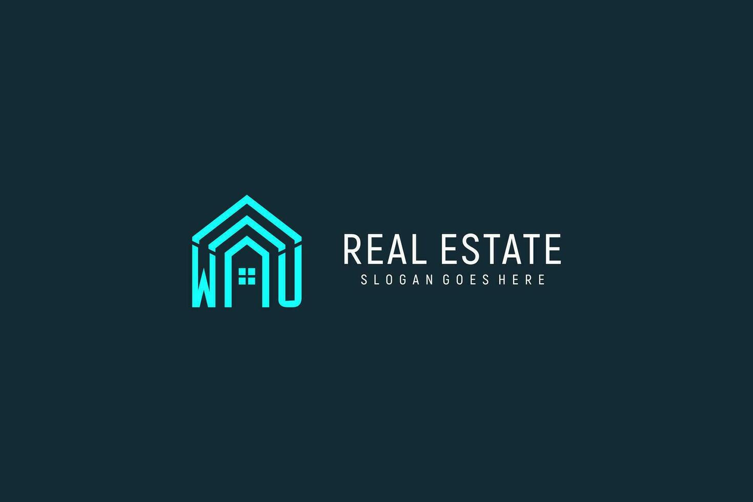 Initial letter WU roof logo real estate with creative and modern logo style vector