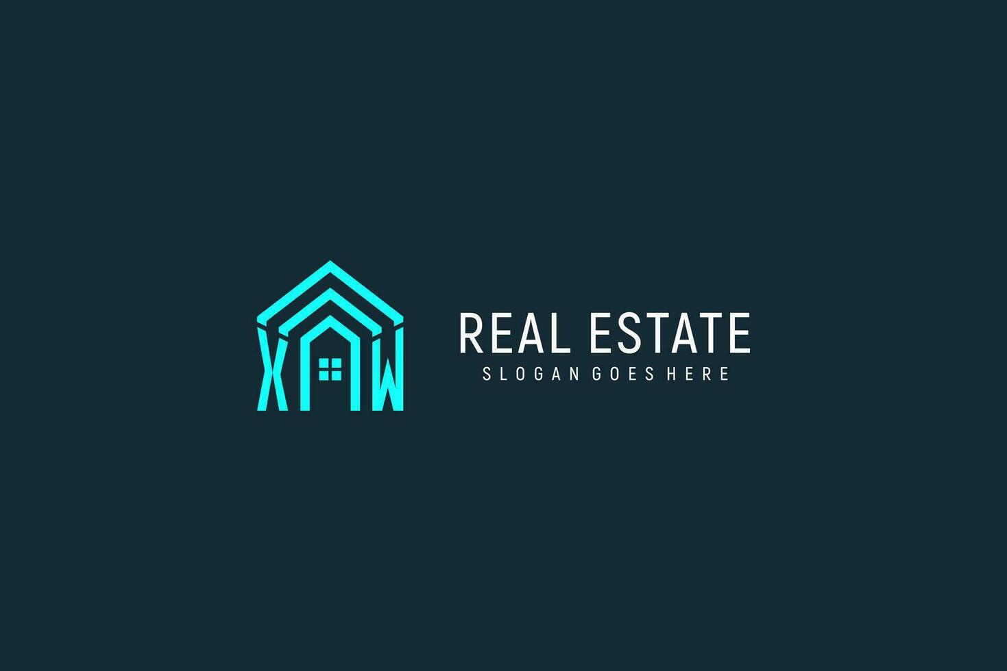 Initial letter XW roof logo real estate with creative and modern logo style vector