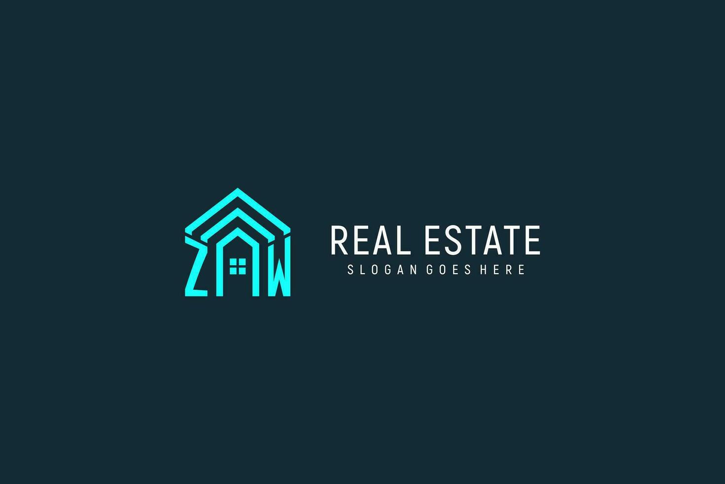 Initial letter ZW roof logo real estate with creative and modern logo