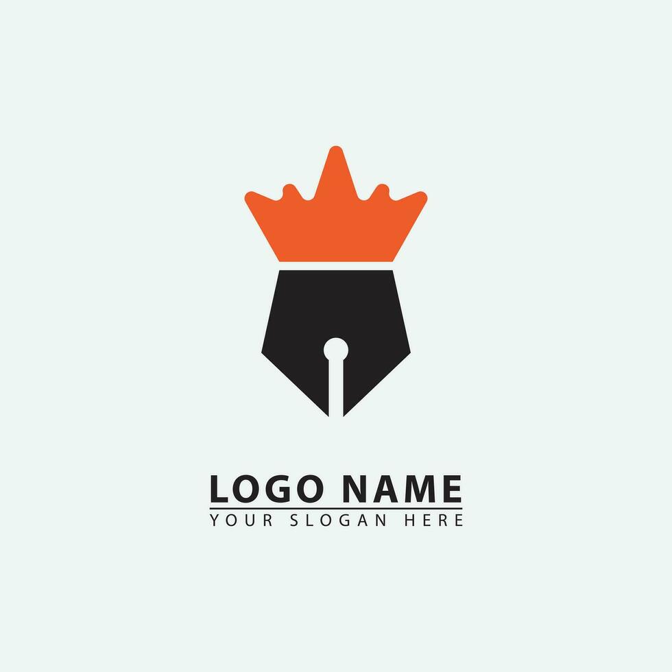 modern pen king logo icon. vector