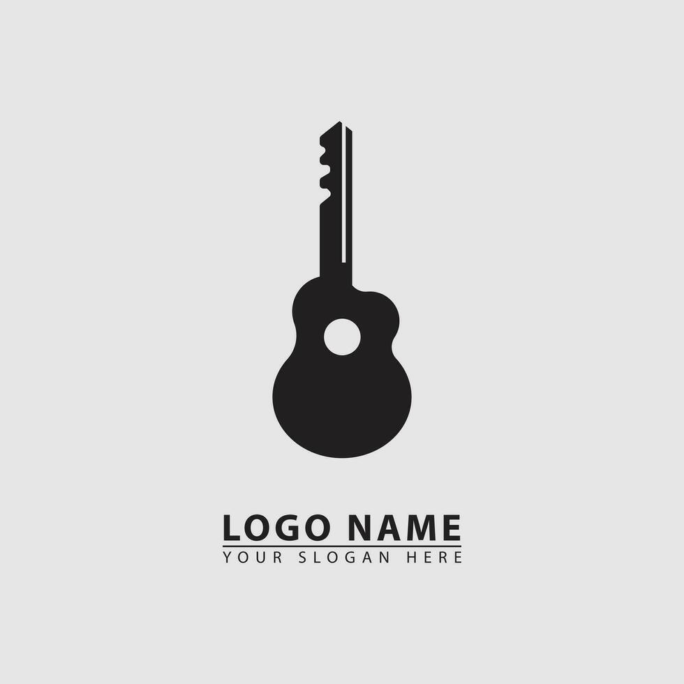 elegante guitarra bloquear logo icono. vector