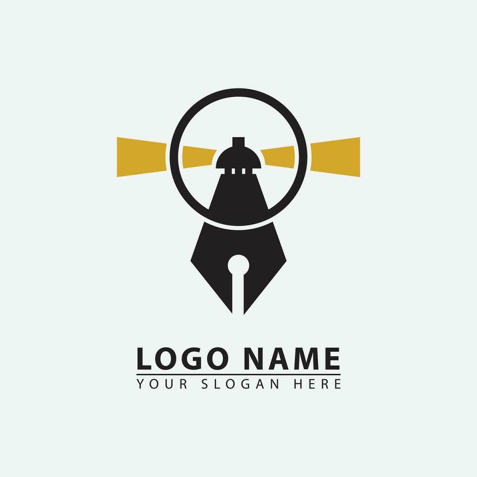 modern pen lighthouse logo icon. vector