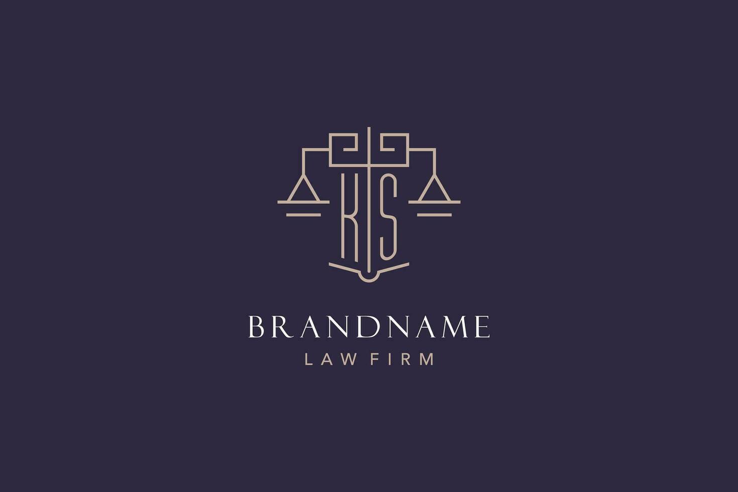 inicial letra Kansas logo con escala de justicia logo diseño, lujo legal logo geométrico estilo vector