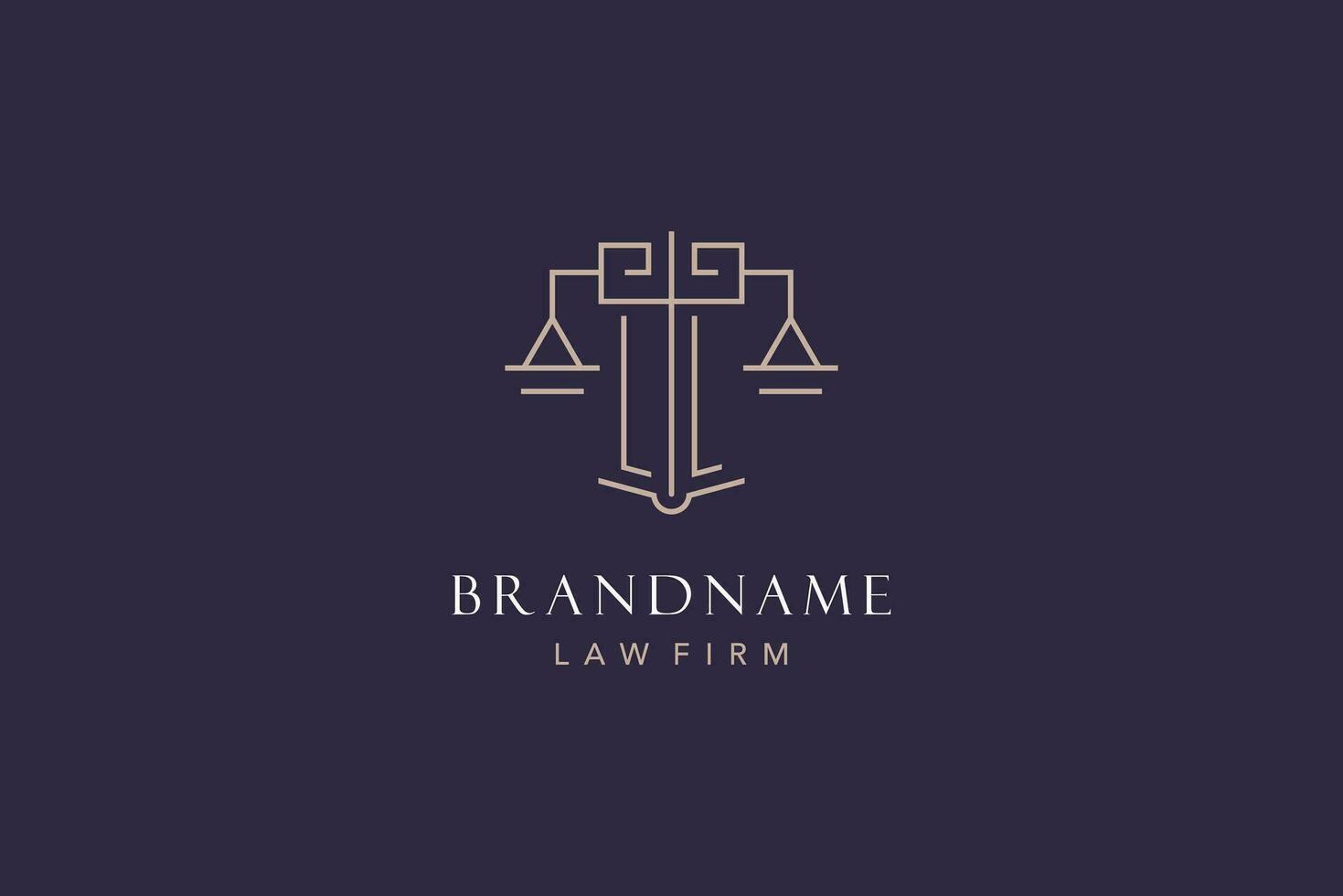 Initial letter LL logo with scale of justice logo design, luxury legal logo geometric style vector