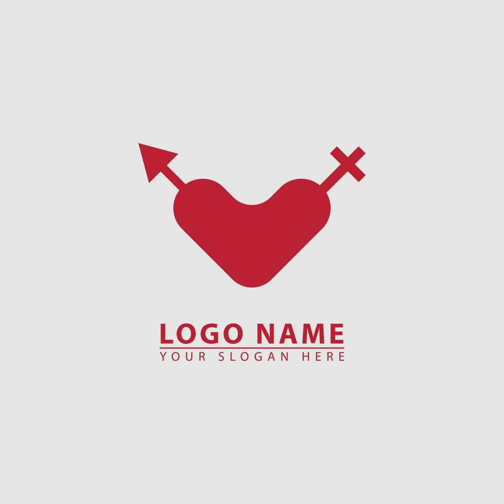 elegant heart woman man logo icon. vector