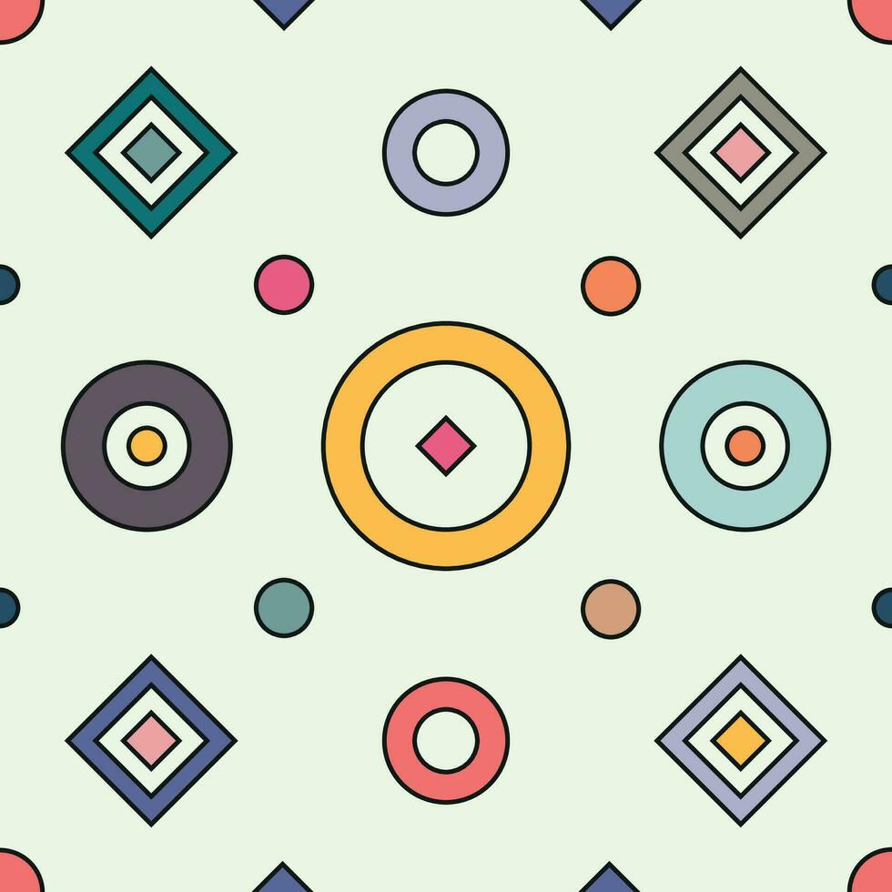 Colourful shapes background. Seamless pattern illustration. Brutalism Vector Shapes.