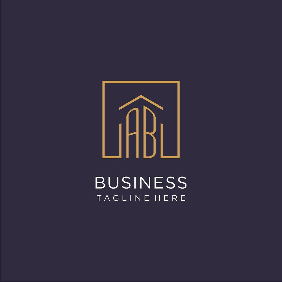 AB initial square logo design, modern and luxury real estate logo style vector