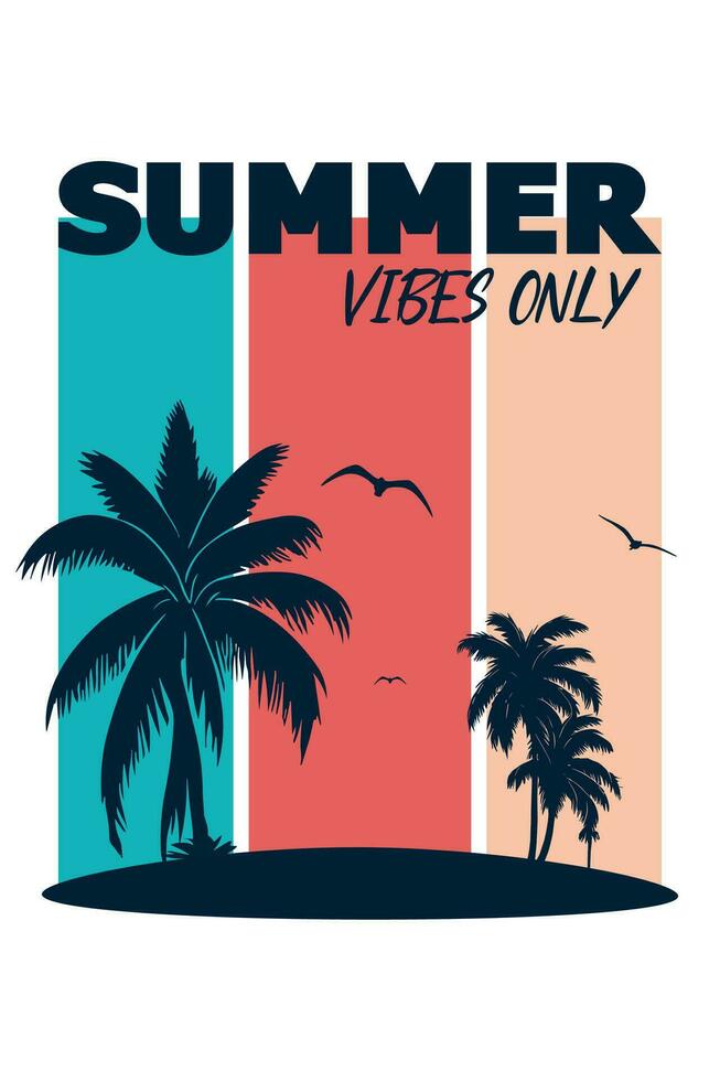 Summer style illustration. Vector background. Palm beach.