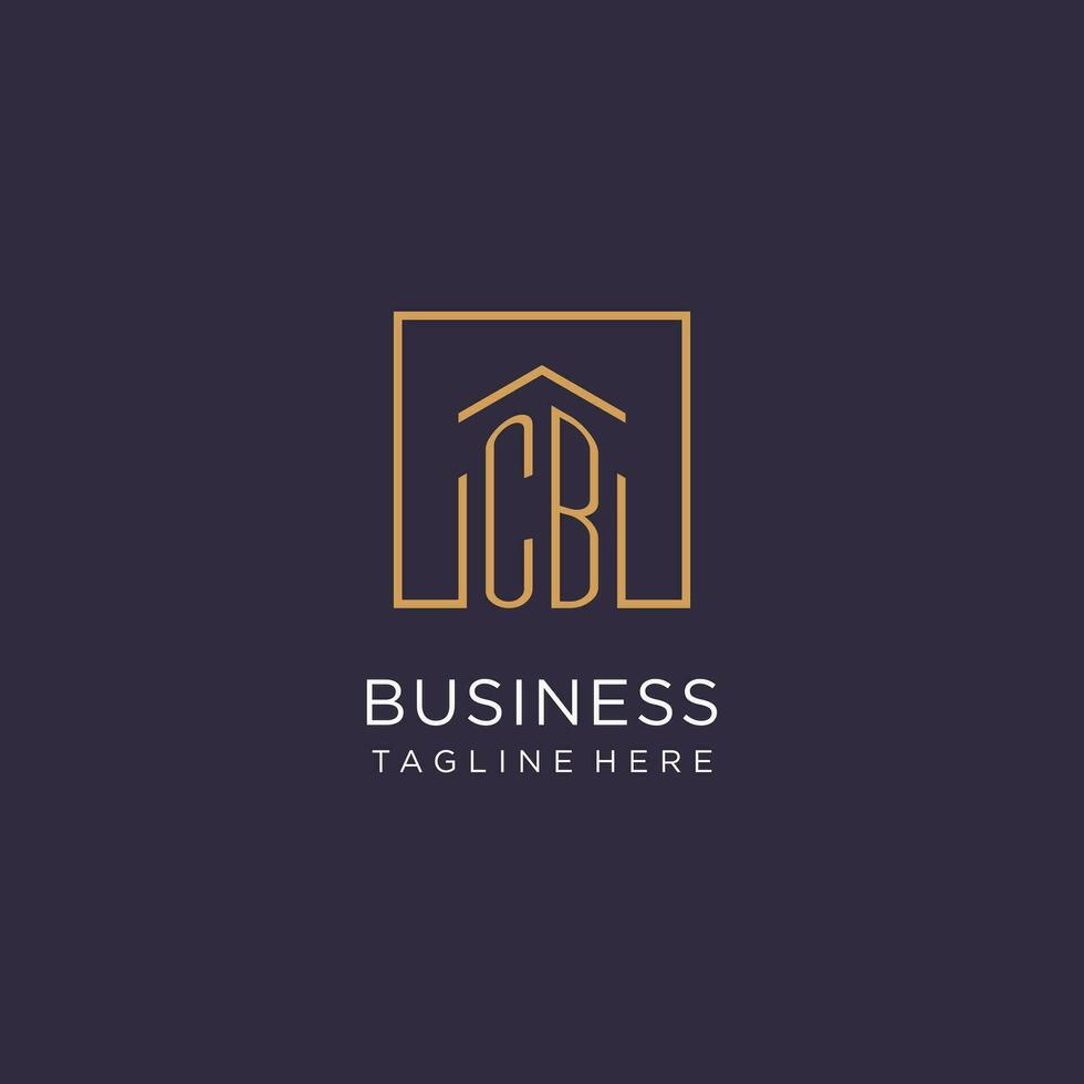 CB initial square logo design, modern and luxury real estate logo style vector