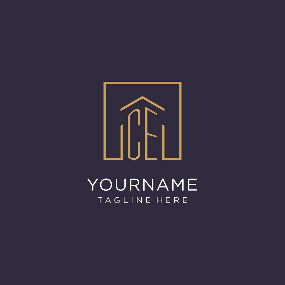 CE initial square logo design, modern and luxury real estate logo style vector