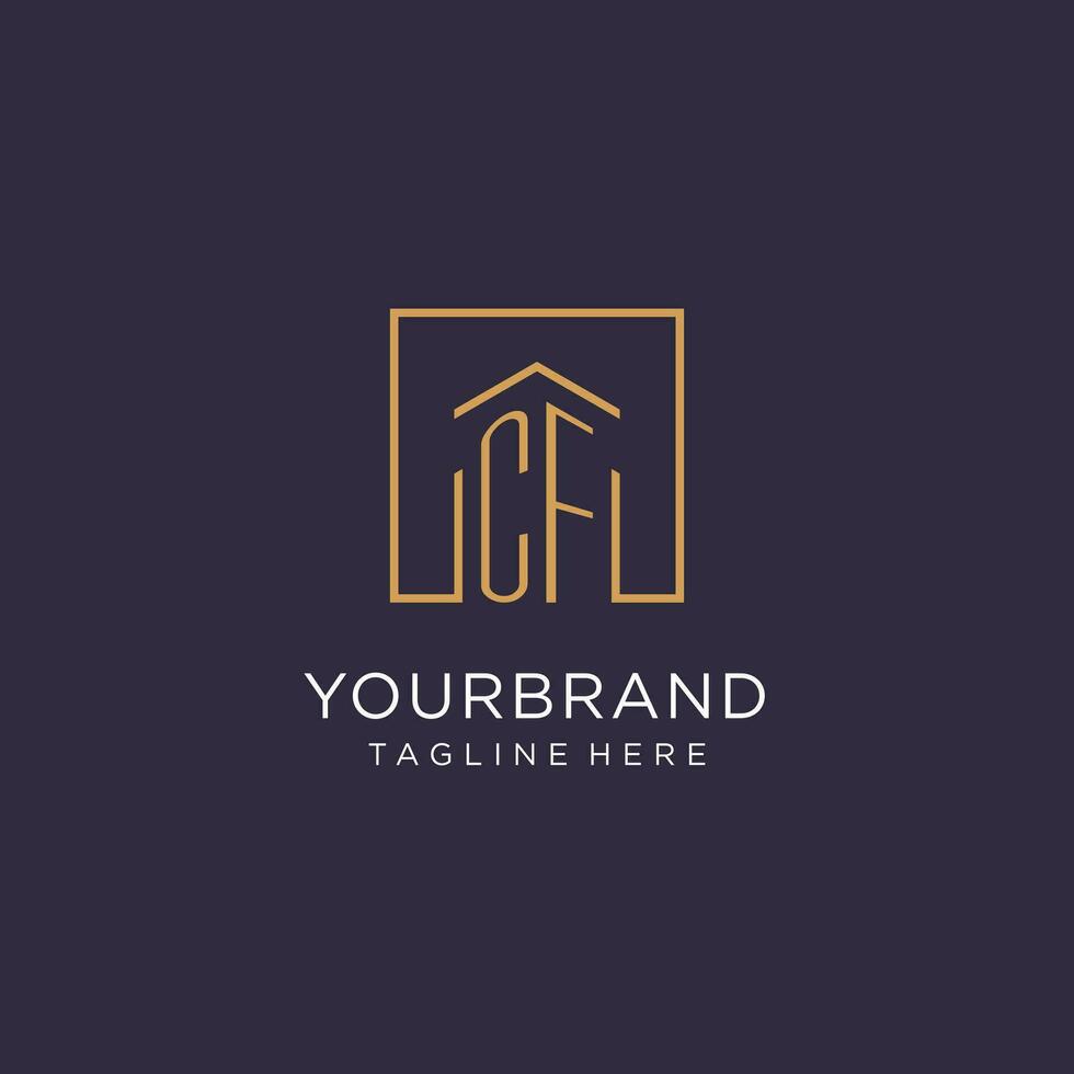CF initial square logo design, modern and luxury real estate logo style vector