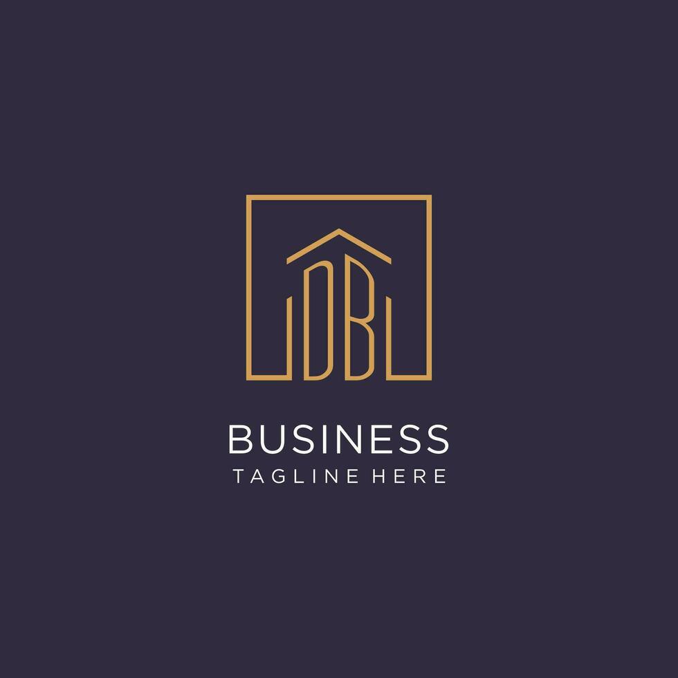 DB initial square logo design, modern and luxury real estate logo style vector