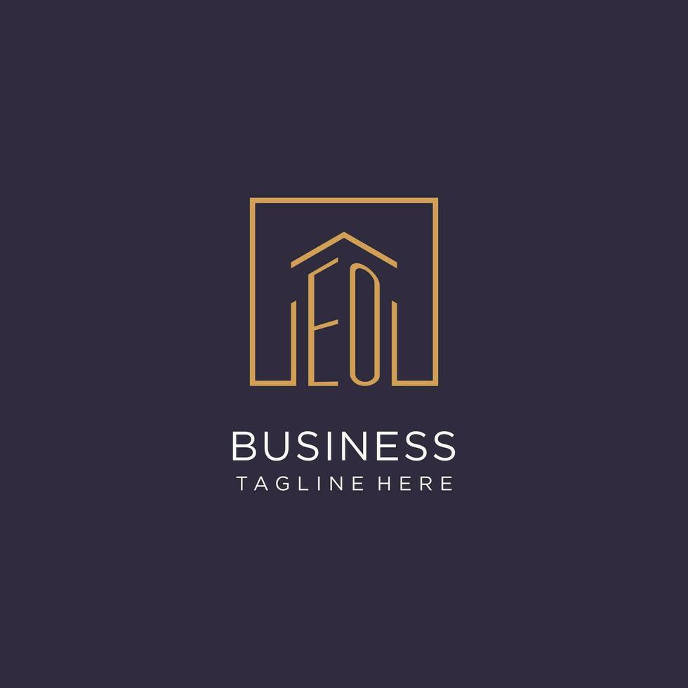 EO initial square logo design, modern and luxury real estate logo style vector