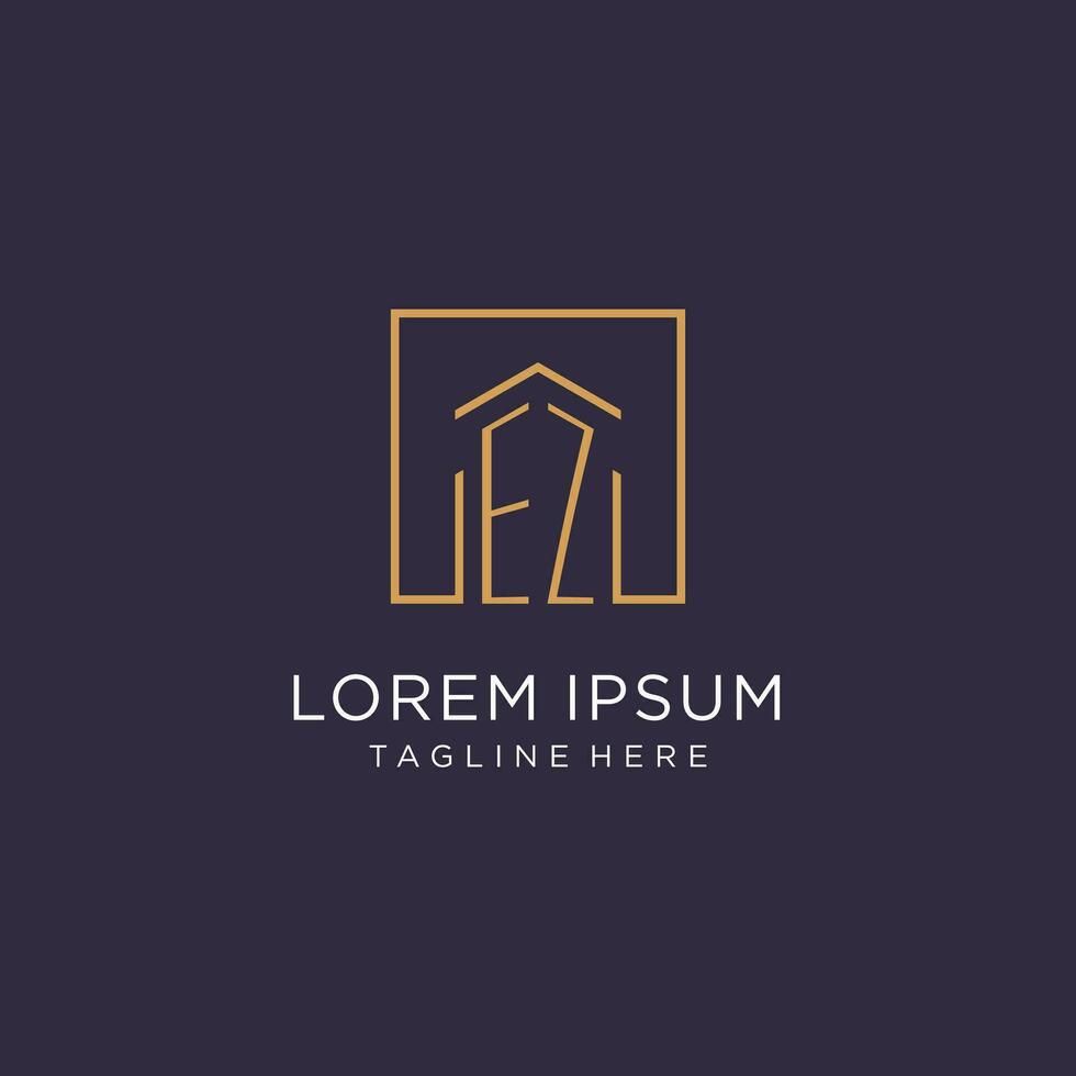 EZ initial square logo design, modern and luxury real estate logo style vector