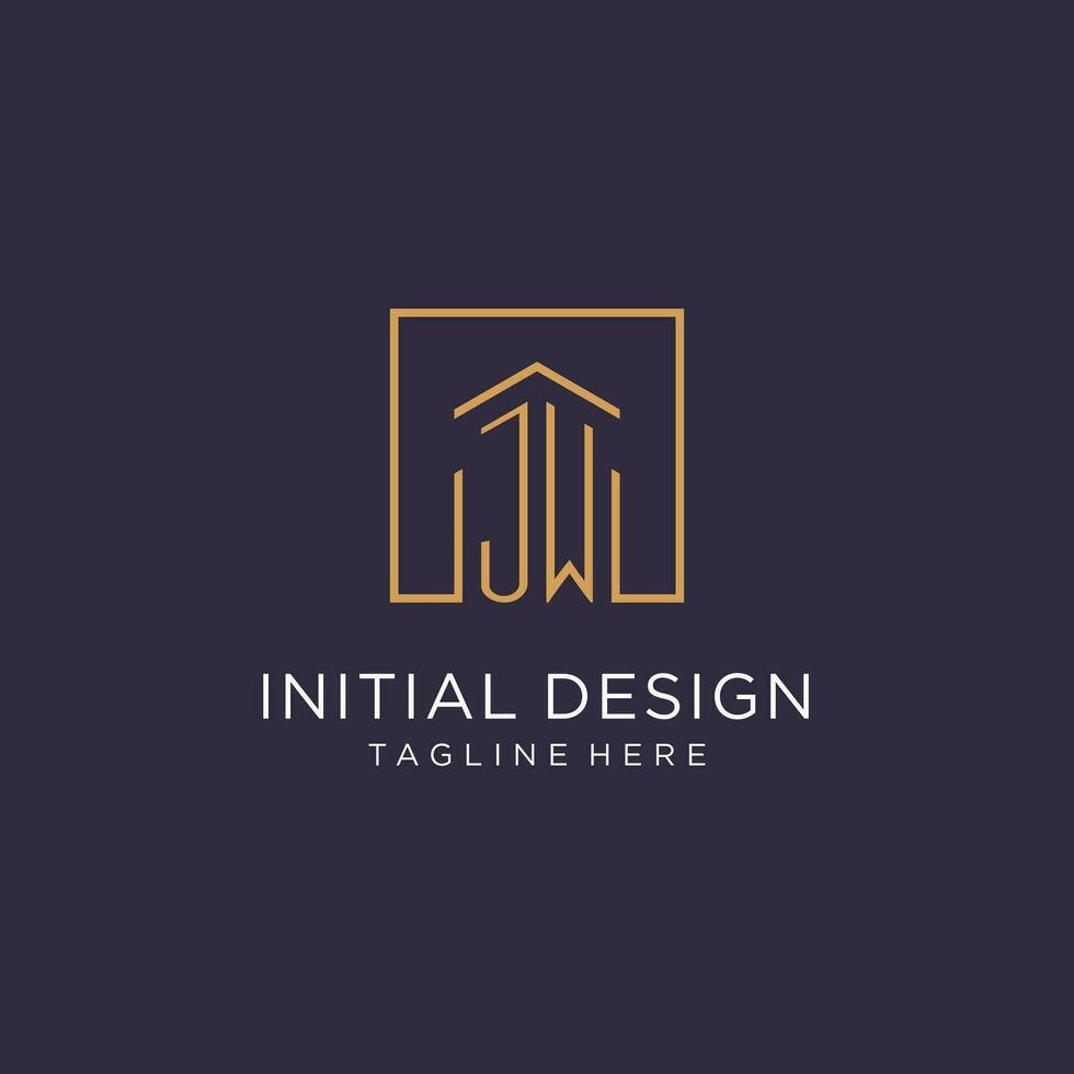 JW initial square logo design, modern and luxury real estate logo style vector