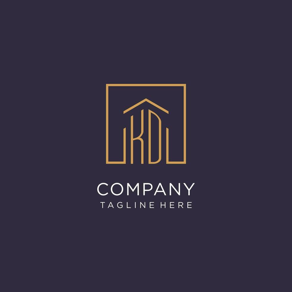 KD initial square logo design, modern and luxury real estate logo style vector