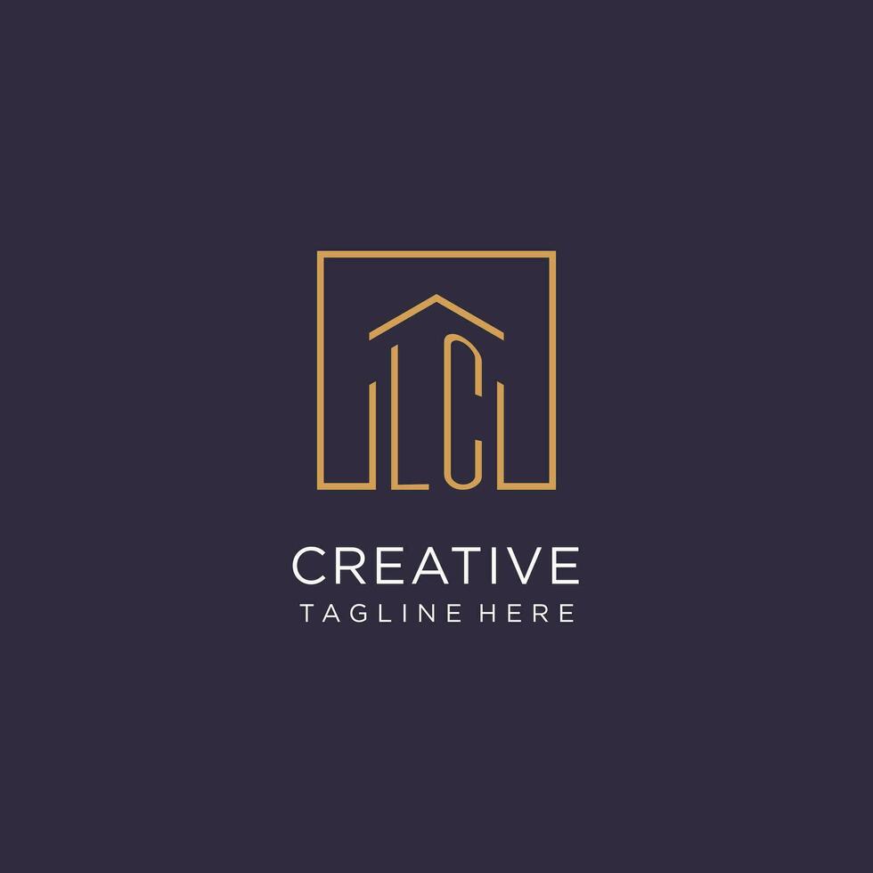 LC initial square logo design, modern and luxury real estate logo style vector