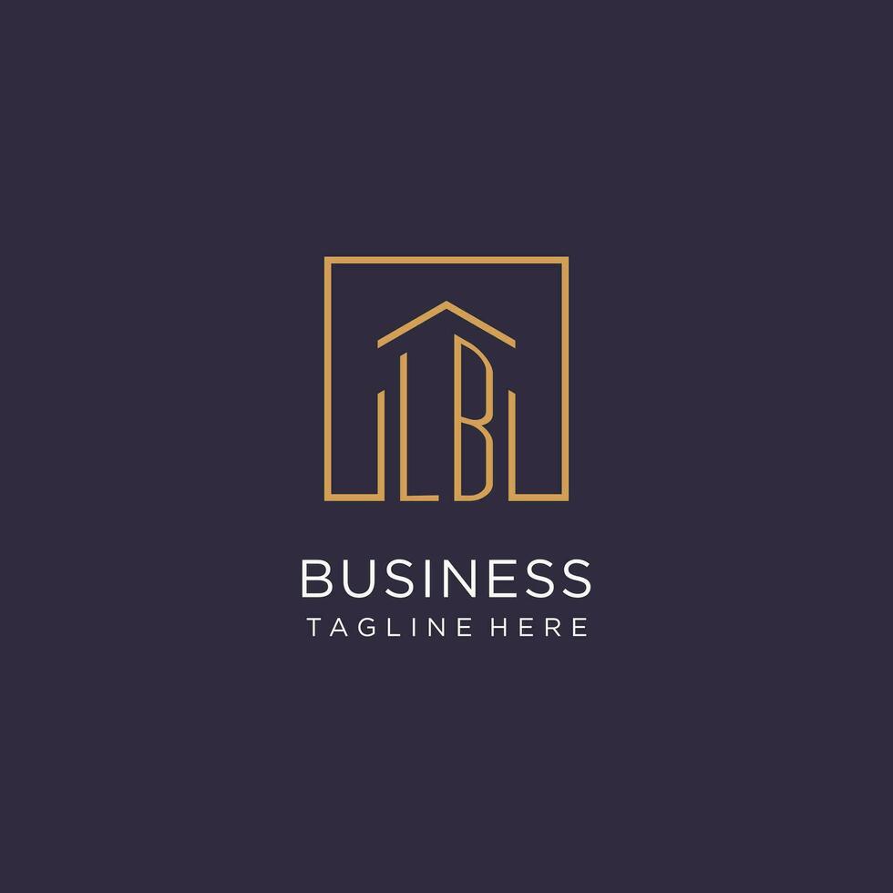 LB initial square logo design, modern and luxury real estate logo style vector