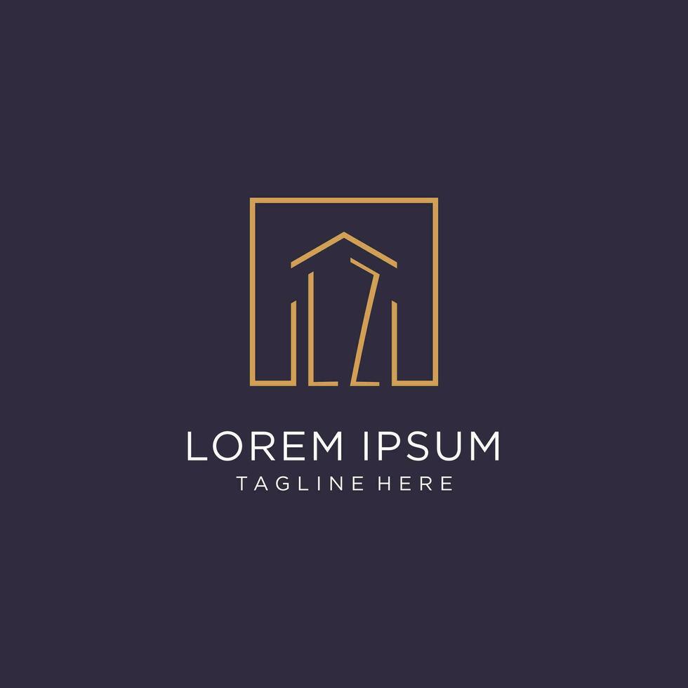 LZ initial square logo design, modern and luxury real estate logo style vector