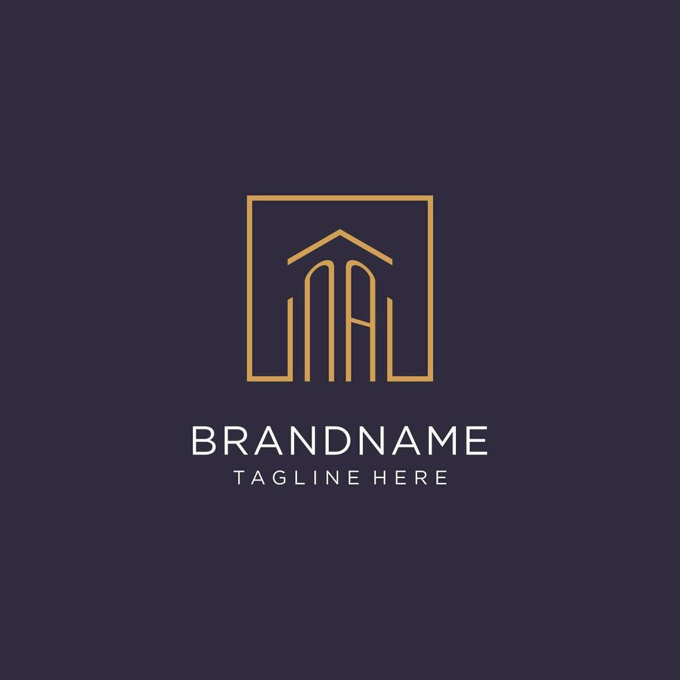 NA initial square logo design, modern and luxury real estate logo style vector