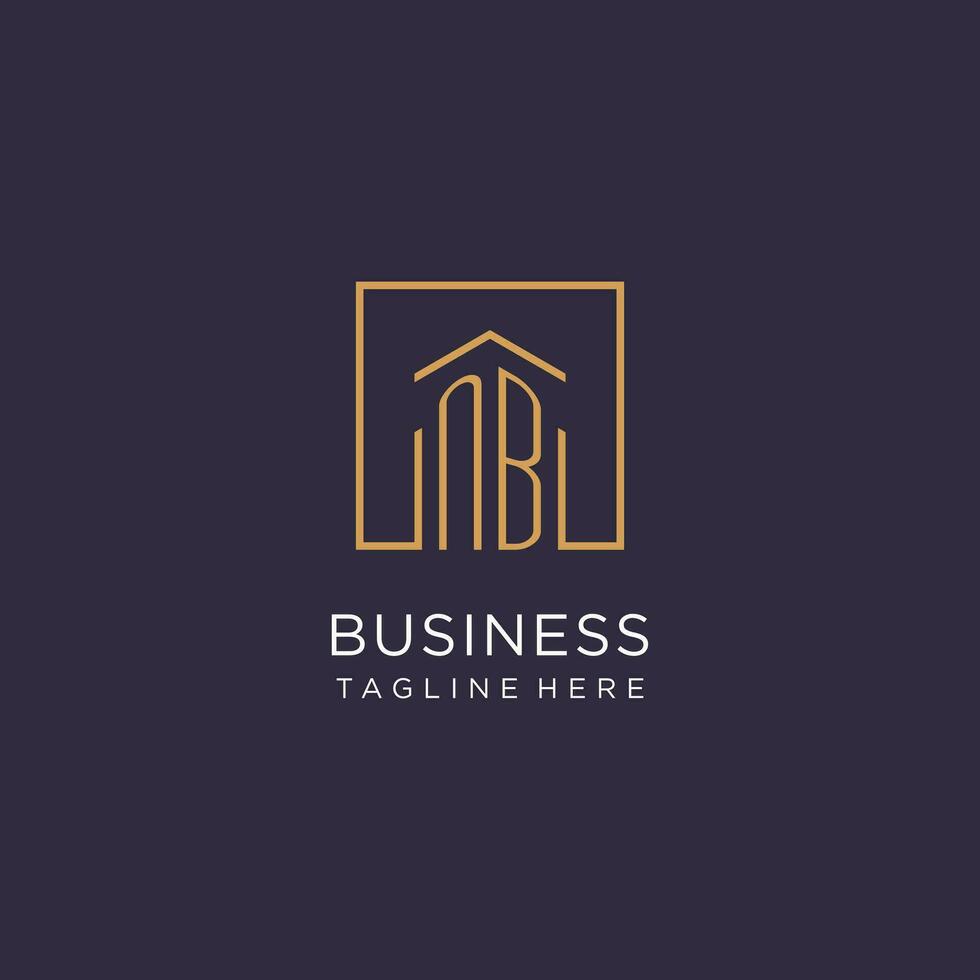 NB initial square logo design, modern and luxury real estate logo style vector