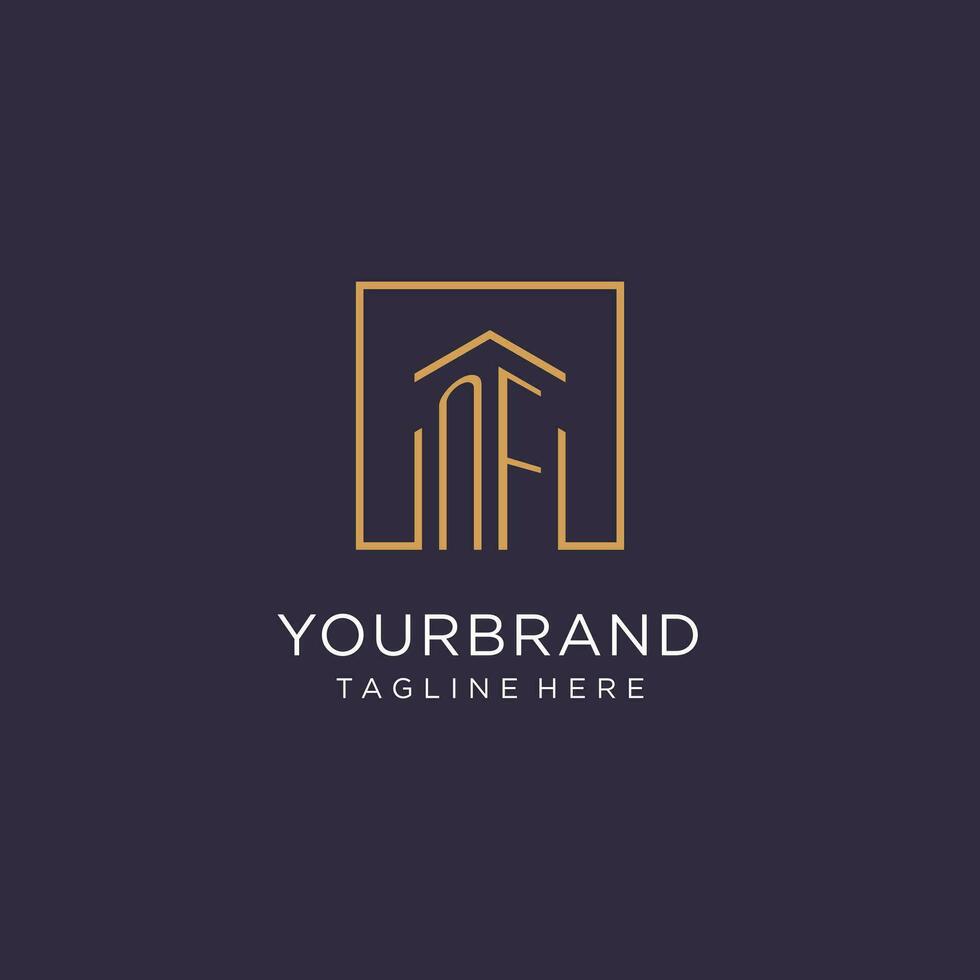 NF initial square logo design, modern and luxury real estate logo style vector