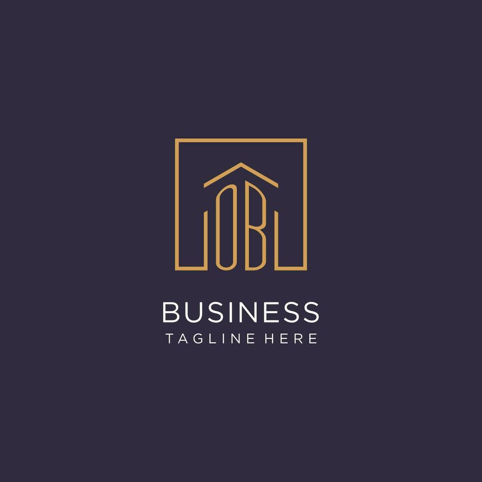 OB initial square logo design, modern and luxury real estate logo style vector