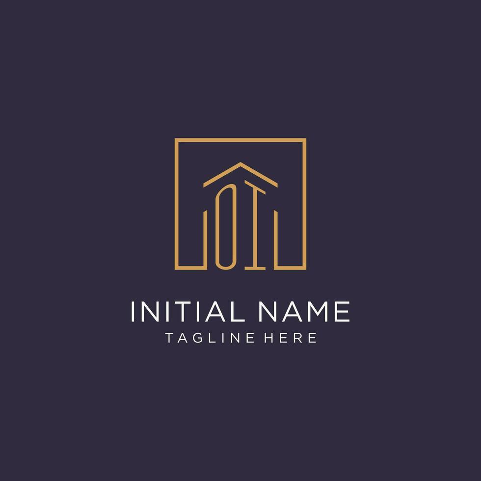 OI initial square logo design, modern and luxury real estate logo style vector